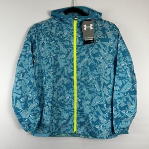 Under Armour Sackpack Windbreaker‎ Jacket Girls Youth Medium NEW Blue Green